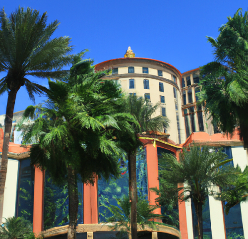Palm trees in front of Mississippi casino